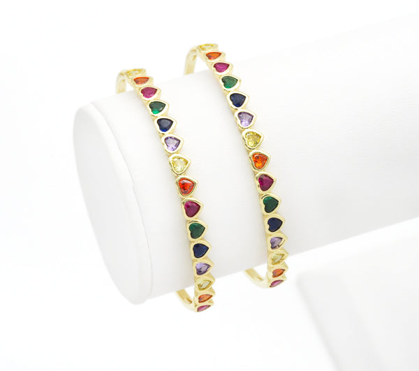 Rainbow CZ Heart Bracelet,Sku#LD364