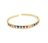 Rainbow CZ Heart Bracelet,Sku#LD364