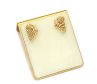 CZ Gold Butterfly Stud Earrings, Sku#LX162