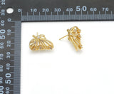 CZ Gold Butterfly Stud Earrings, Sku#LX162