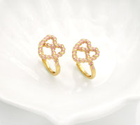 Gold Enamel Pink Twist Heart Ring, Sku#B338