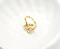 Gold Enamel Pink Twist Heart Ring, Sku#B338