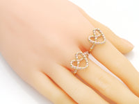 Gold Enamel Pink Twist Heart Ring, Sku#B338