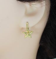 Gold Heart Star Donut Rhombus Hoop Earrings, Sku#LX161