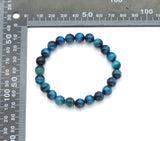 Natural Blue Tiger Eye Round Smooth Elastic Bracelet, Sku#EF232