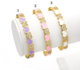 CZ Enamel Heart Gold Adjustable Bracelet, Sku#LX168