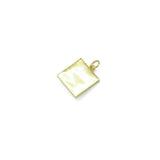 Gold Flower On white Enamel Square Charm, Sku#Y878