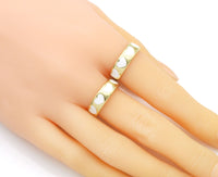 Gold White Heart Ring, Sku#LD365