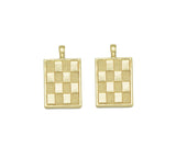 Gold Checkboard Rectangle Charm, Sku#F1516