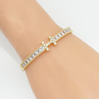 Gold Clear CZ H Bar Bracelet, Sku#LX403