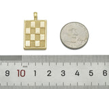 Gold Checkboard Rectangle Charm, Sku#F1516