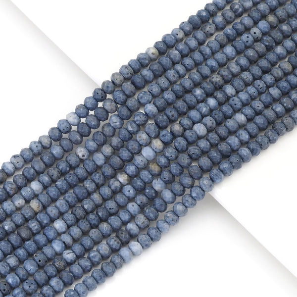 Genuine Blue Coral Faceted Rondelle Beads, Sku#U1673