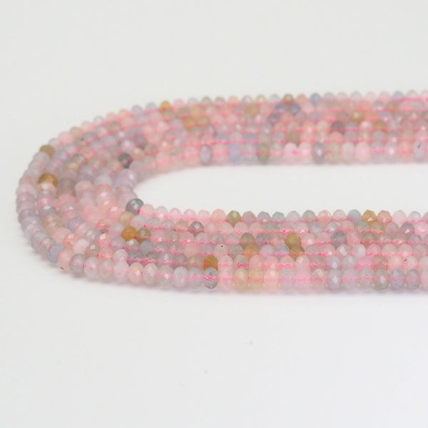 4x6mm Genuine Morganite faceted Rondelle Beads, Sku#U1652