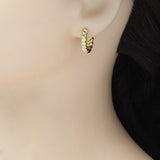 CZ Gold Twisted Round Hoop Earrings, Sku#ZX163