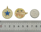 Gold Colorful Enamel Star Love Coin Charm, Sku#LX169