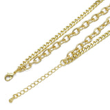 Ovla Cuban Link Chain necklace with heart pendants Layering chain Necklace, Sku#EF487