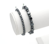 Genuine Gunmetal Hematite Cube Stretchy Bracelet, 7.5'', Sku#EF236