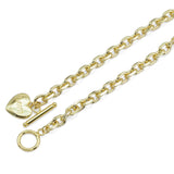 Thick Square Link Chain Love Heart Pendant Necklace, Sku#EF489