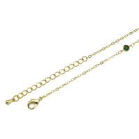 Diamond Green Clear blue CZ Bezel Link Necklace, Sku#EF490