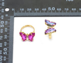 Colorful Crystal Butterfly Adjustable Ring, Sku#FH218