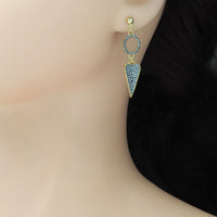 Dual Color Heart Oval Ring Earrings, Sku#EF492