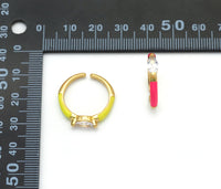 Thin Stackable Gold Enamel Oval CZ Eye Ring, Sku#Y768