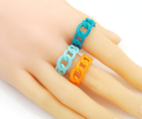 Colorful Enamel Chain Link Ring, Sku#X359