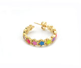 Colorful Enamel String Star Stud Earrings, Sku#J373