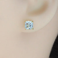 Gold Silver Big Square Diamond CZ Stud Earrings, Sku#LX373