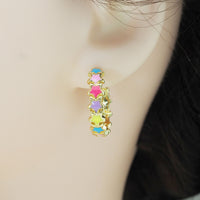 Colorful Enamel String Star Stud Earrings, Sku#J373