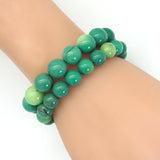 Genuine Green Opal Round Smooth Stretchy Bracelet, Sku#EF415