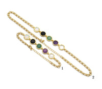 Natural Gemstone Gold chain necklace, sku#EF245