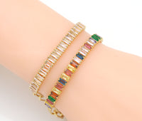 Mixed Baguette CZ Chain Bracelet, sku#LD295