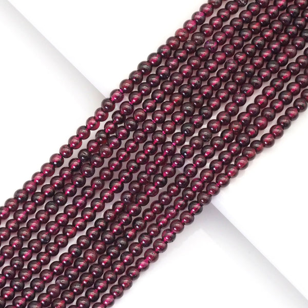 Genuine Red Garnet Round Smooth Beads, Sku#U1740