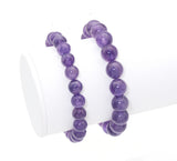 Genuine Amethyst Round Smooth Elastic Bracelet, 8mm/10mm, Sku#EF247