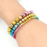 Rainbow Hematite Round Faceted Stretchy Bracelet, Sku#EF430