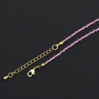 Dainty Pink CZ Stone Gold Spacer Heart Pendant Necklace, Sku#EF503