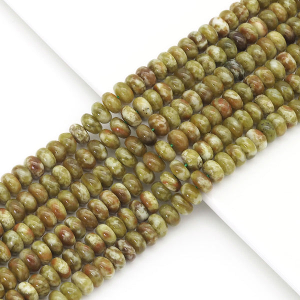 Genuine Green Serpentine Rondelle Smooth Beads, Sku#U1677