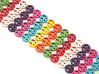 12mm Multicolor Howlite Peace Sign Beads, Sku#U1445