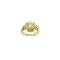Rectangle CZ Gold Silver Diamond Ring, Sku#A141