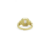 Rectangle CZ Gold Silver Diamond Ring, Sku#A141