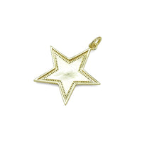 Big CZ White Enamel Star Pendant, Sku#ML71