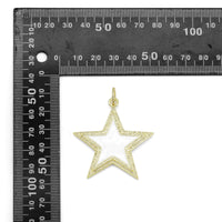 Big CZ White Enamel Star Pendant, Sku#ML71