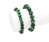 Natural Green Tiger Eye Round Smooth Stretchy Bracelet, Sku#EF255