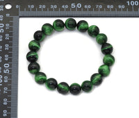 Natural Green Tiger Eye Round Smooth Stretchy Bracelet, Sku#EF255