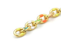 Gold Enamel Oval Link Chain/Necklace,sku#HX04