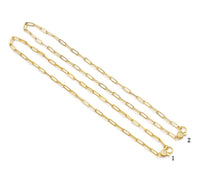 Matte/Shinny Gold Paperclip Chain Necklace with CZ Clasp, sku#EF256