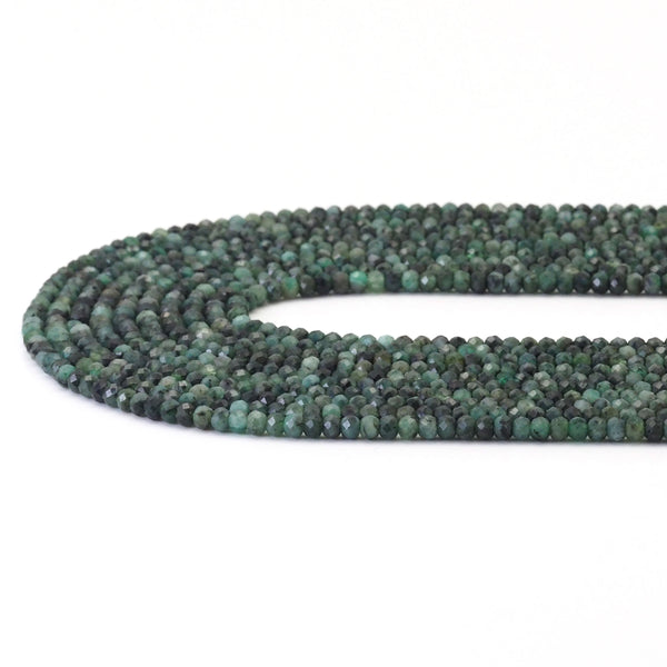 Genuine Emerald Faceted Rondelle Beads, Sku#U1687