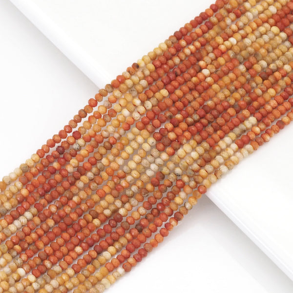 2x3mm Genuine Coral Faceted Rondelle Beads, Sku#U1702