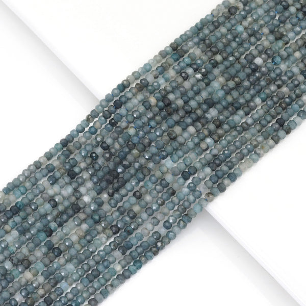 Genuine Blue Tourmaline Faceted Rondelle Beads, Sku#U1697